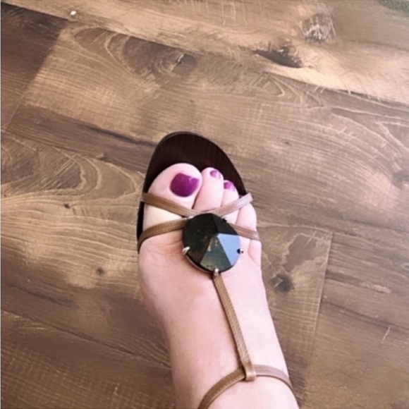 Kate Spade shoes sandals calfskin leather brown with gemstone size 8 - Picture 8 of 11